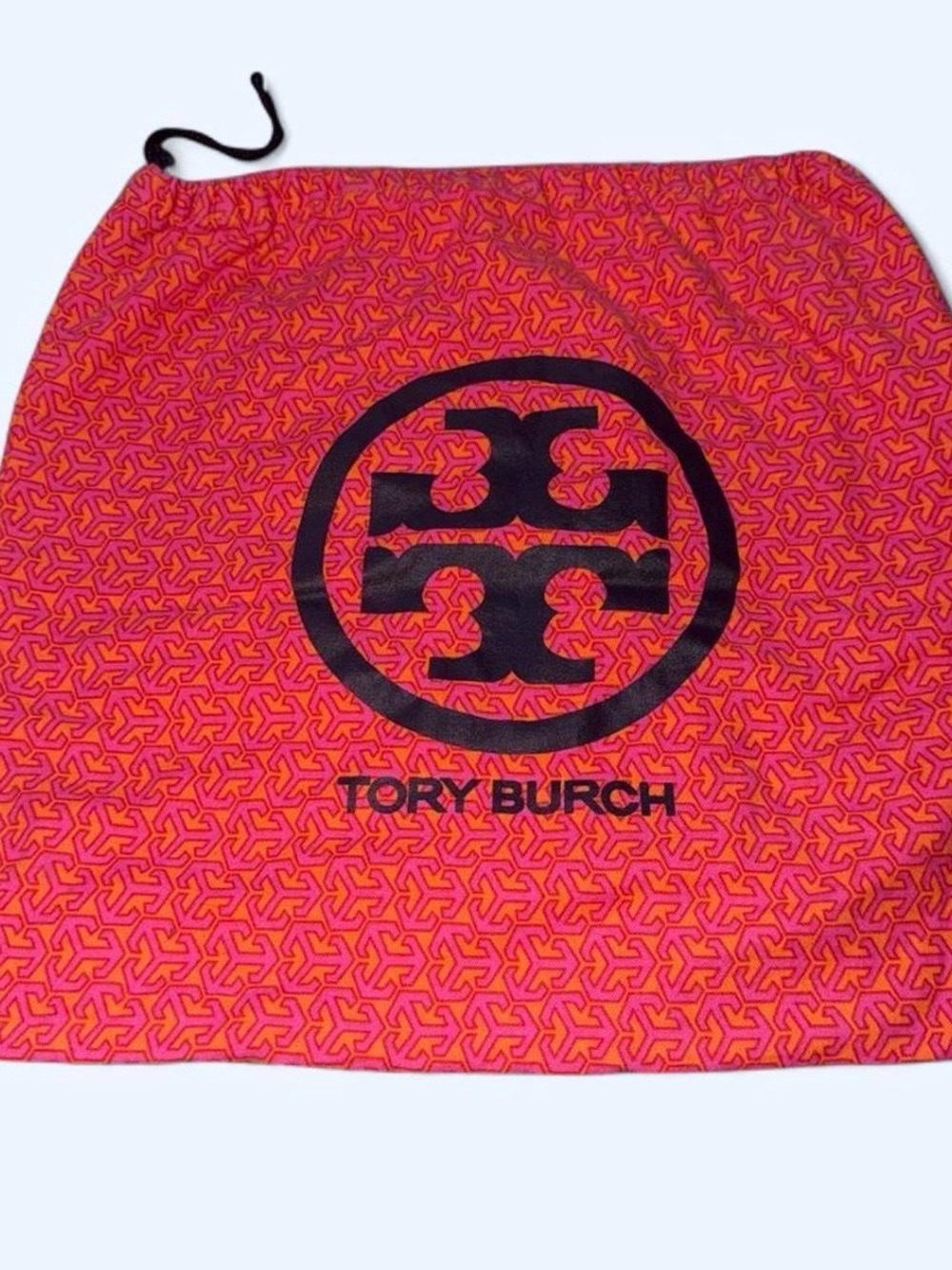 Tory Burch Pink and Orange Logo Drawstring Pouch